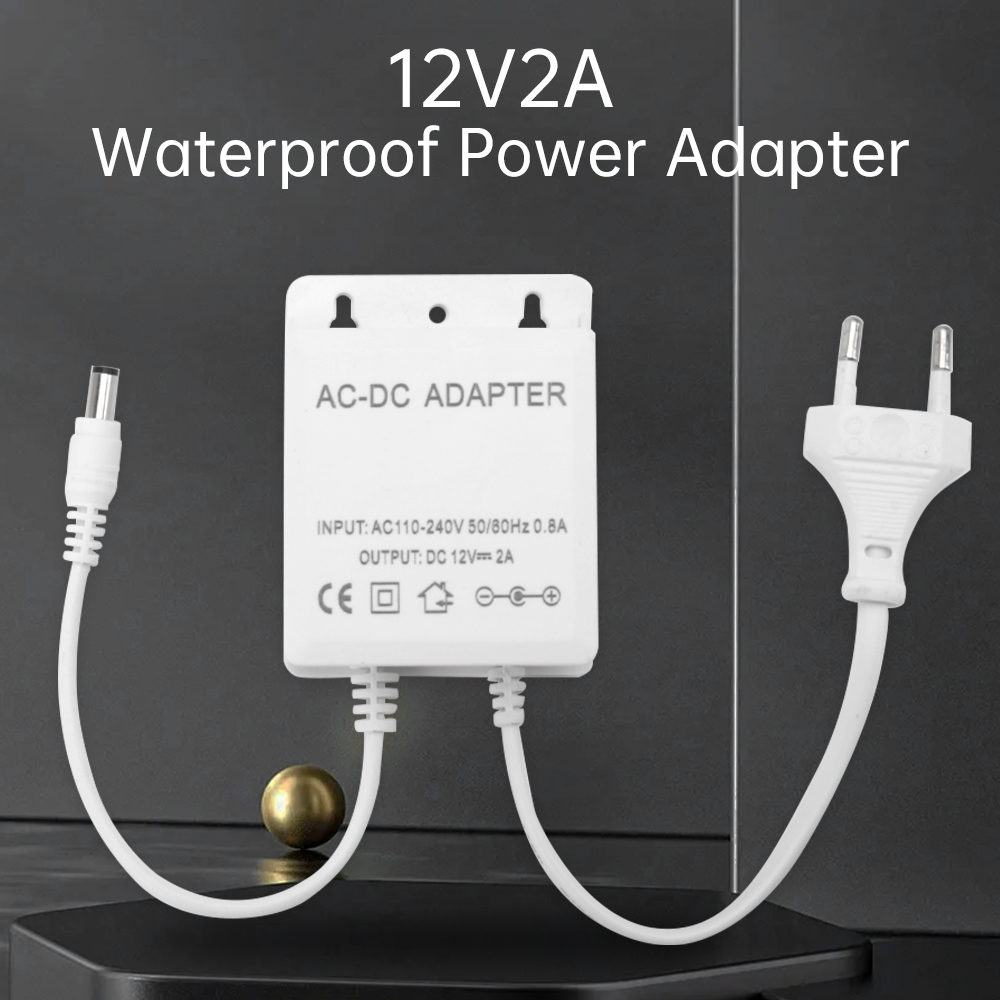 Outdoor Power Wash - DC12V 2A EU ปลั๊กอะแดปเตอร์ความปลอดภัยกลางแจ้ง LED กันน้ํา