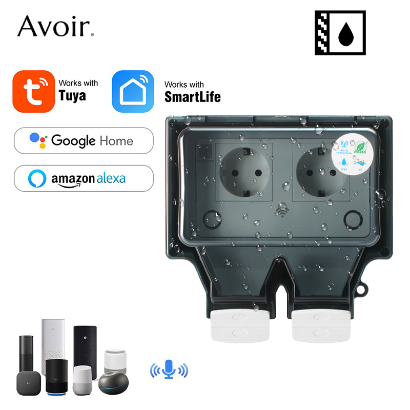 Outdoor Power Wash - Avoir Tuya ผนังซ็อกเก็ตไฟฟ้า Ip66ซ็อกเก็ตกันน้ำพร้อมฝาครอบปลั๊กอัจฉริยะไวไฟ Eu มาตรฐานกลางแจ้งกันฝนซ็อกเก็ต