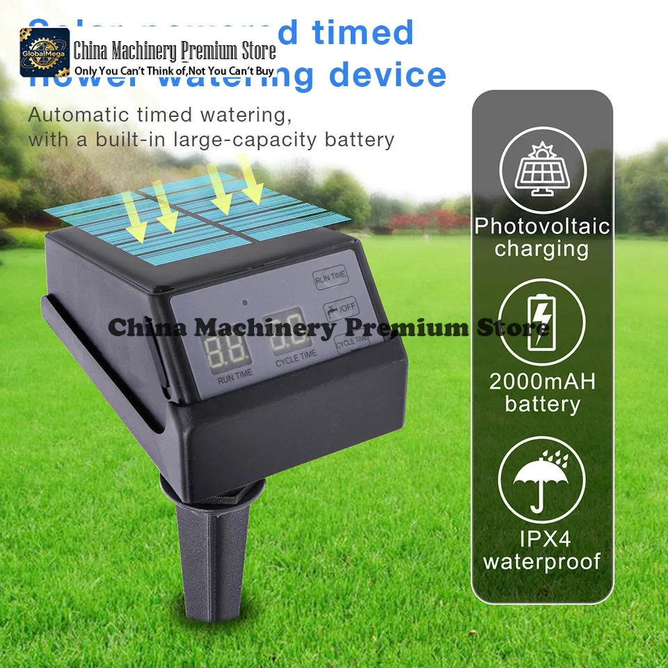 Outdoor Power 'Hose' - ตัวตั้งเวลาควบคุมการรดน้ำพลังงานแสงอาทิตย์แบบใหม่ ระบบรดน้ำสวนอัตโนมัติกลางแจ้ง แบตเตอรี่ 2000mAh สายยางพลาสติก อุปกรณ์ตั้งเวลาควบคุมการรดน้ำ