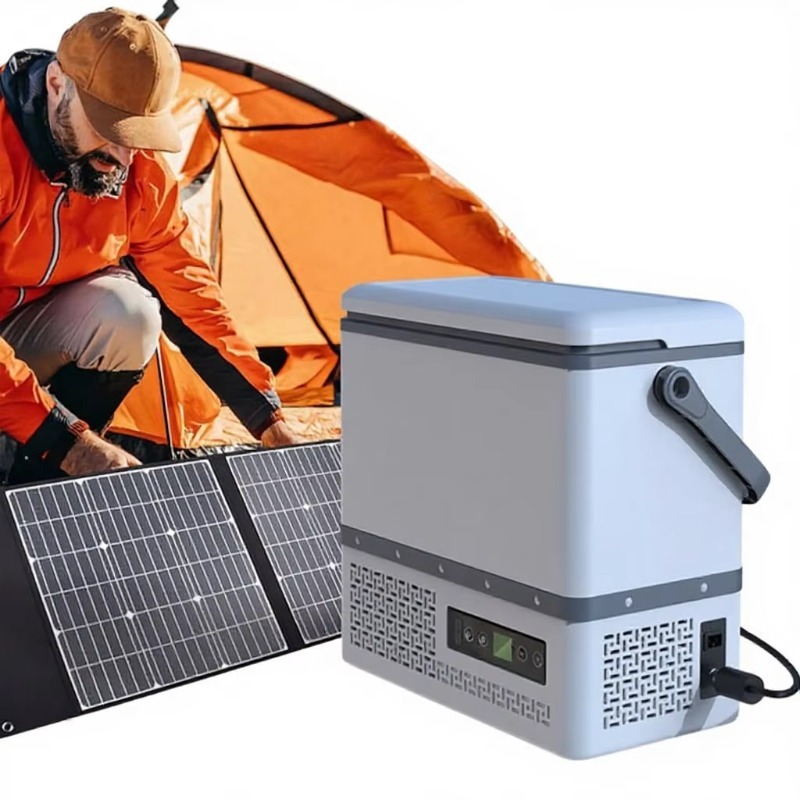 Outdoor Power Box - กล่องเก็บความเย็นพลังงานแสงอาทิตย์แบบพกพาสำหรับแคมป์ปิ้งกลางแจ้ง ขนาด 12 ลิตร พร้อมคอมเพรสเซอร์ ตู้เย็นแบบพกพาสำหรับรถยนต์