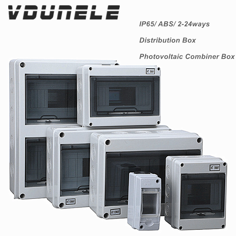 Outdoor Power Outlet Box - กล่องกระจายไฟ IP65 สำหรับเบรกเกอร์กระแสตรง HT-2-24WAY พลาสติก PC/ABS