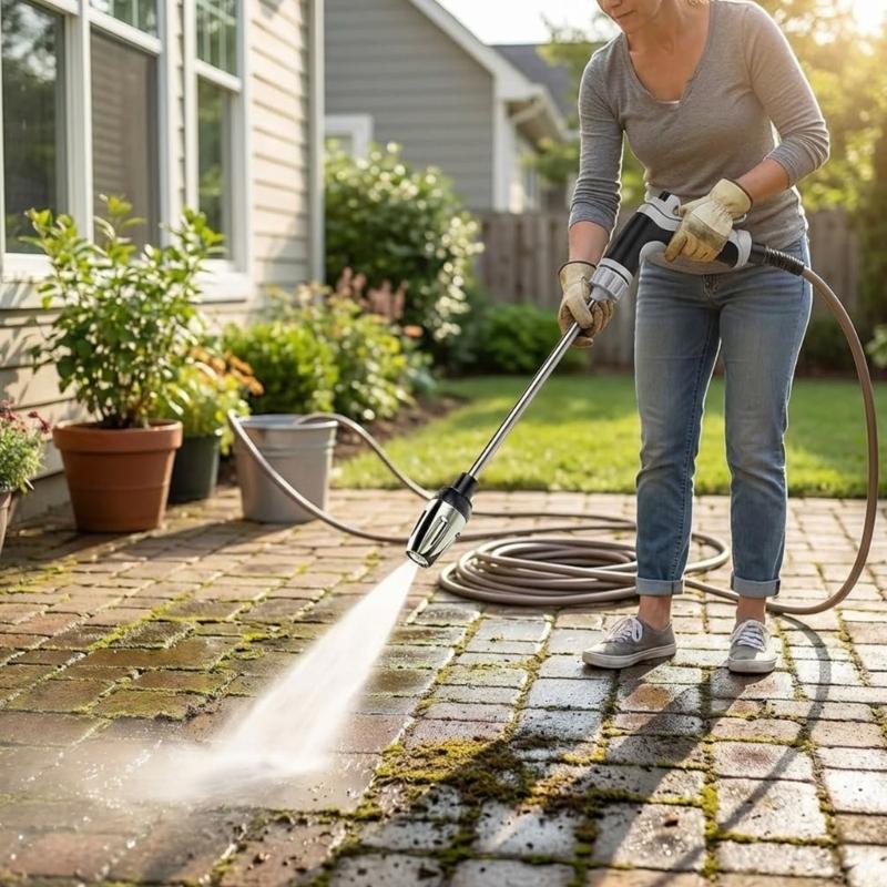 Outdoor Power 'Hose' - J0MA Universal Garden Hose เครื่องฉีดน้ำแรงดันสูงพร้อมอะแดปเตอร์เชื่อมต่อด่วนสำหรับพื้นผิวทำความสะอาดอย่างล้ำลึก ติดตั้งง่าย