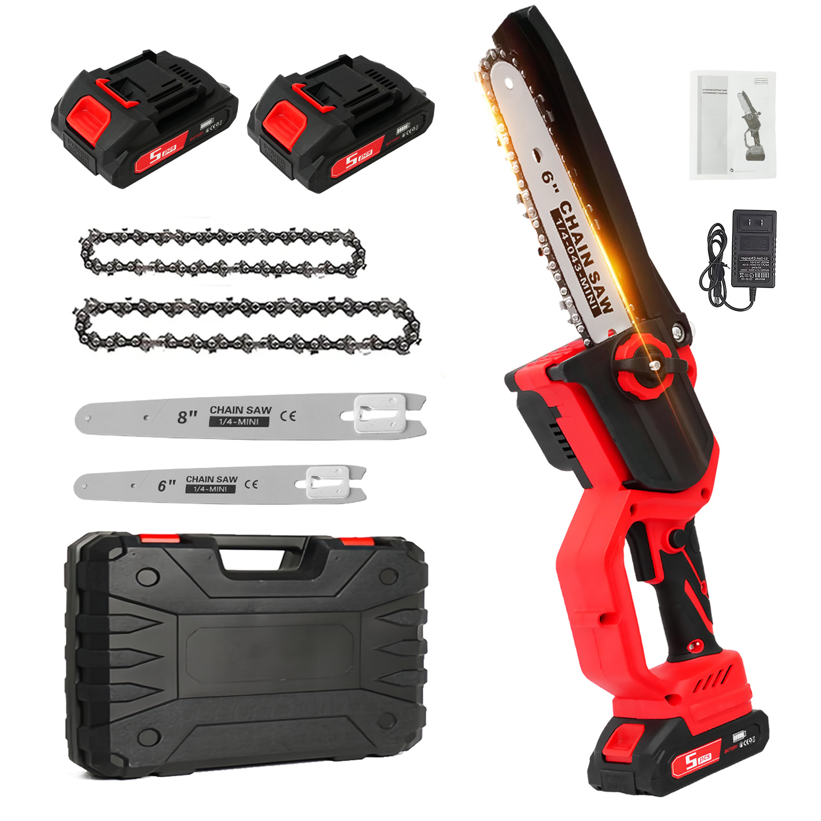 Electric Chainsaw Battery - เลื่อยไฟฟ้า 1380W ความเร็วสูง ไร้แปรงถ่าน 30 ฟุต/วินาที