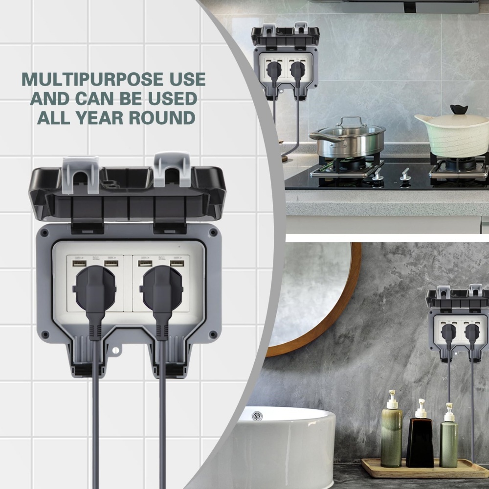 EIOMR USB กล่องซ็อกเก็ตกันน้ํา - Outdoor Usb Power Strip บทวิจารณ์และราคา