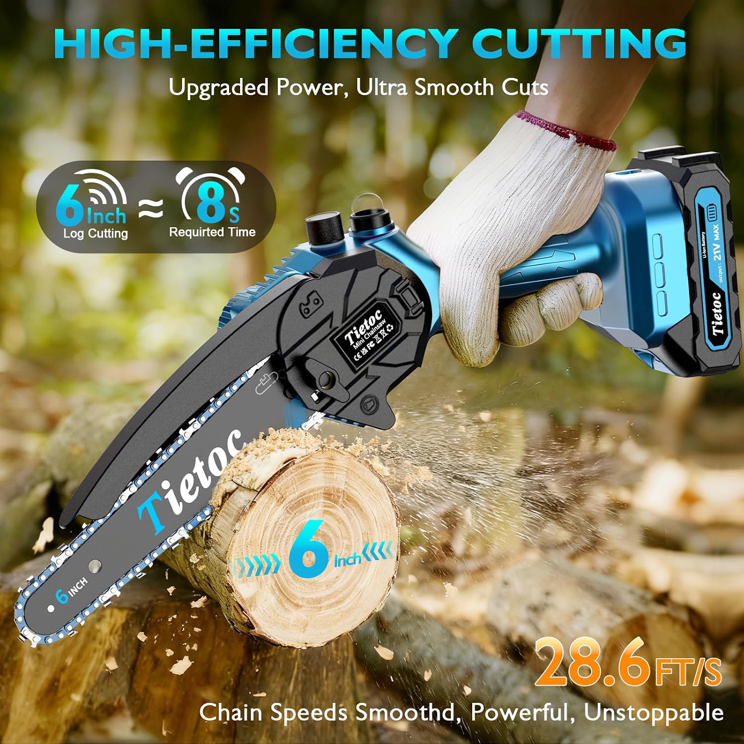 เลื่อยโซ่ยนต์ขนาดเล็ก 6 นิ้ว ไ - Electric Chainsaw Battery บทวิจารณ์และราคา